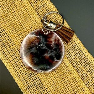 Brown White Marble Keychain